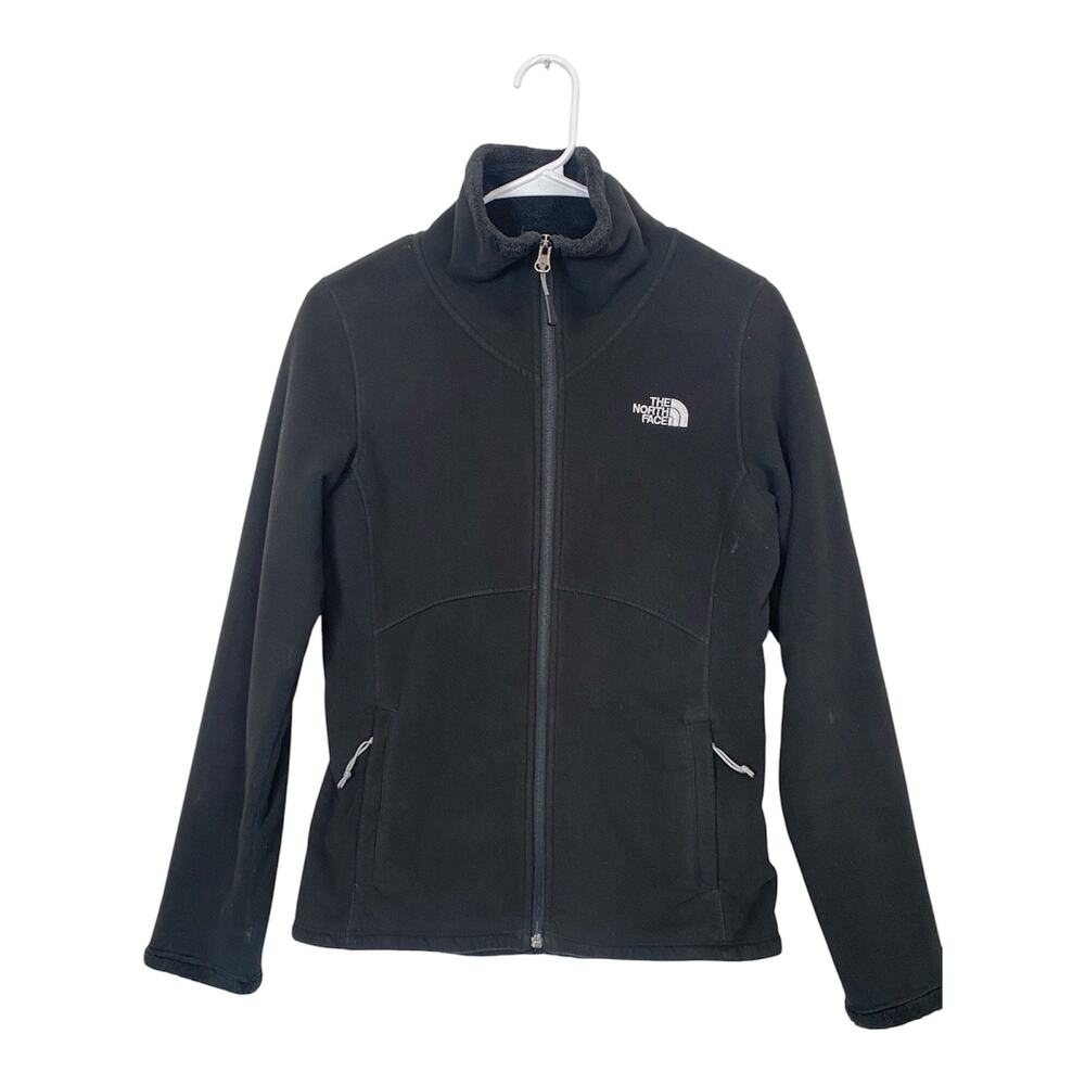 The North Face Women Black Suede Outer Fleece Inner Jacket Zip up Warm Size S